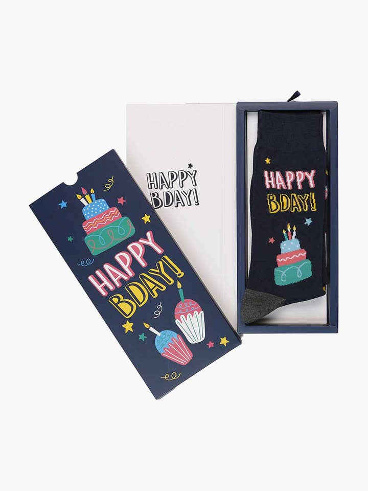 MENS HAPPY BIRTHDAY BAMBOO SOCK CARD for wholesale by Bamboozld