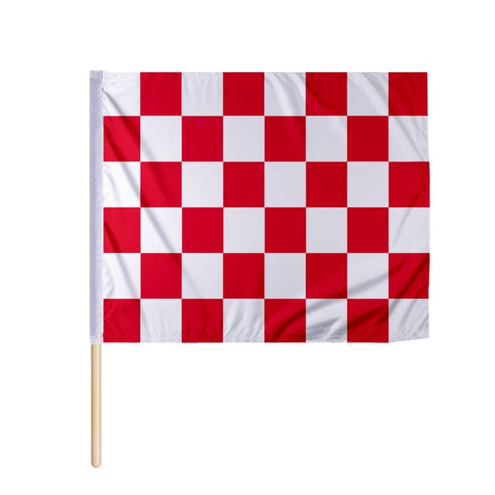 Bandiera da corsa a scacchi rossa e bianca in nylon AGAS 24x30 pollici per la vendita all'ingrosso da parte di AGAS MFG INC