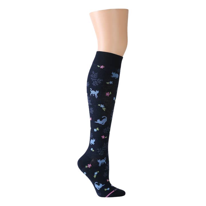 CAT FLORAL | KNEE-HIGH COMPRESSION SOCKS FOR WOMEN for wholesale by Dr. Motion