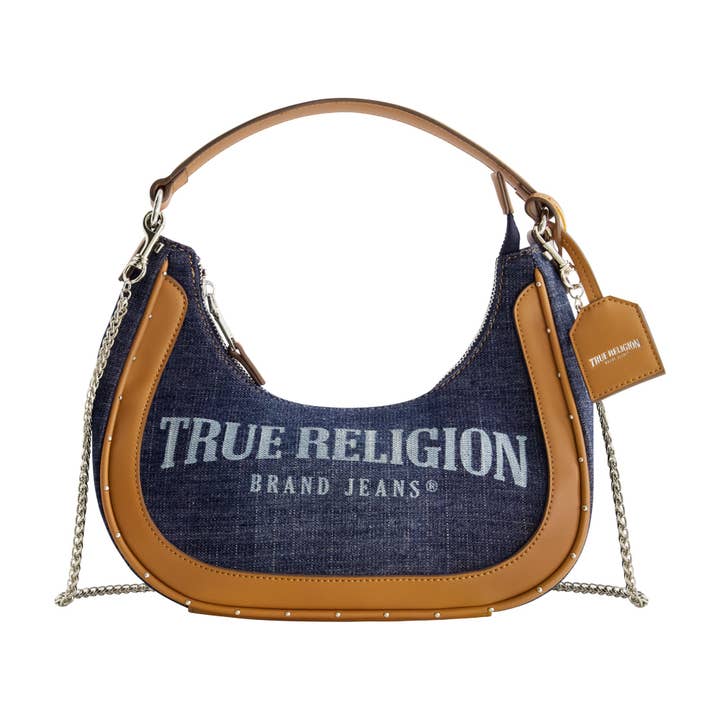 True Religion Licensed Denim Handbag with Chain Strap, DARK DENIM for wholesale by True Religion