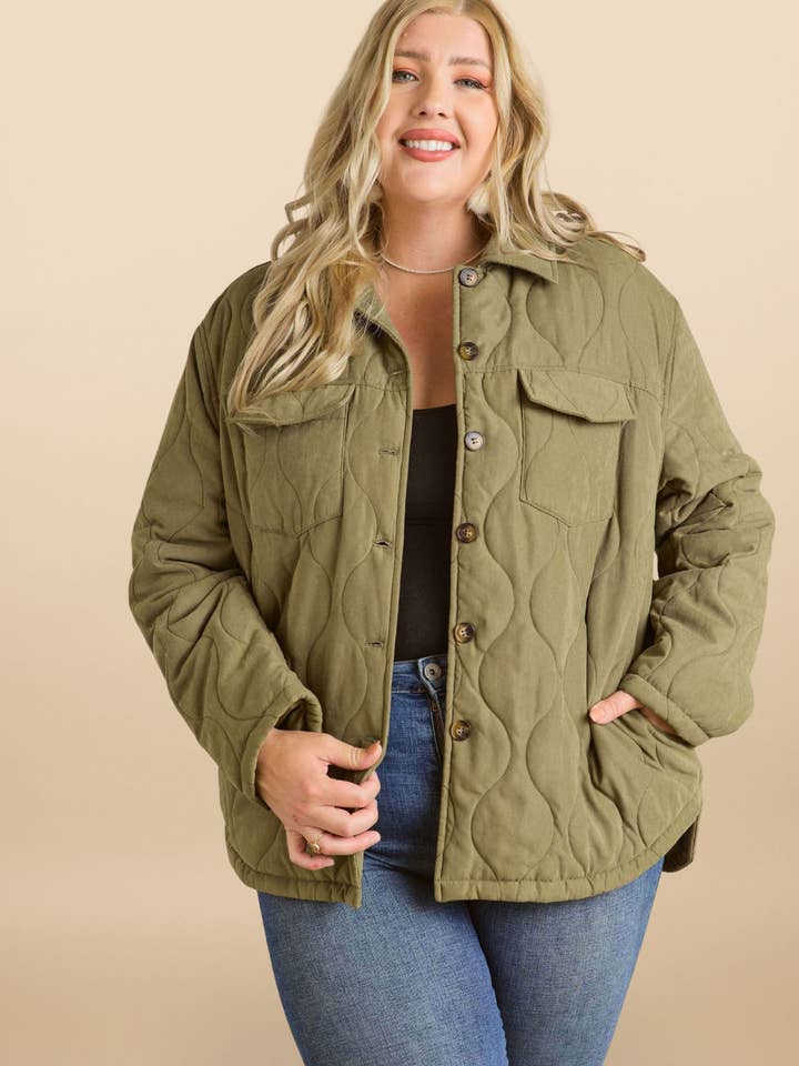 ADORA LA - Wholesale Jacket - Women's - CEJ2640X -PLUS SOLID QUILTED JACKET SIDE POCKET14