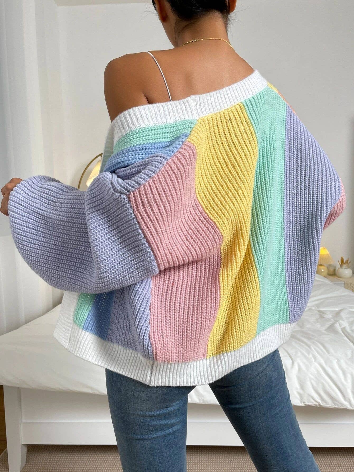 Anna Kaci Wholesale – wholesale Cardigan – Women’s – Colorblock Open Front Cardigan with Balloon Sleeves9
