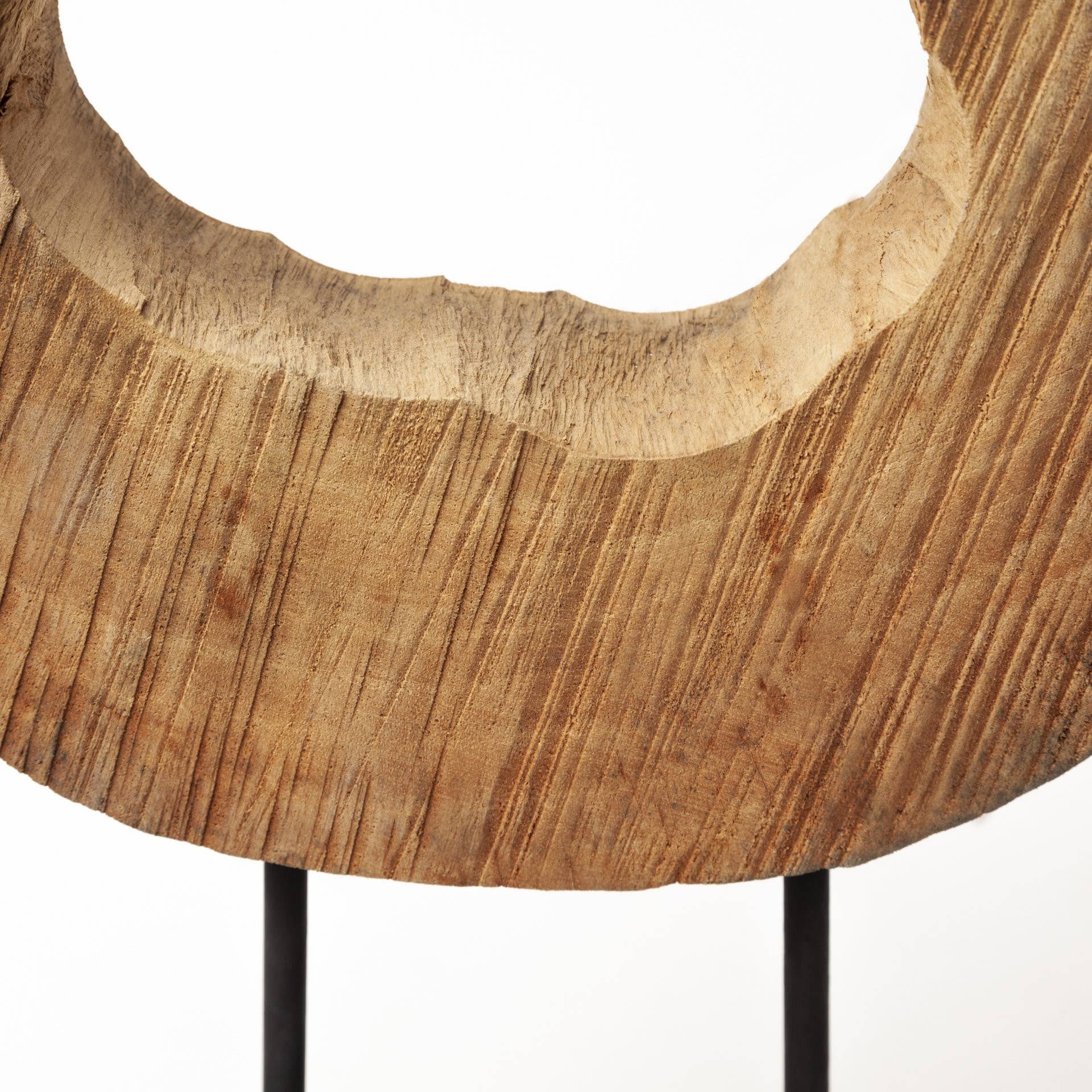 HomeRoots – wholesale Sculpture – 19"Brown and Black Wood Log Cross Section Tabletop Sculpture4