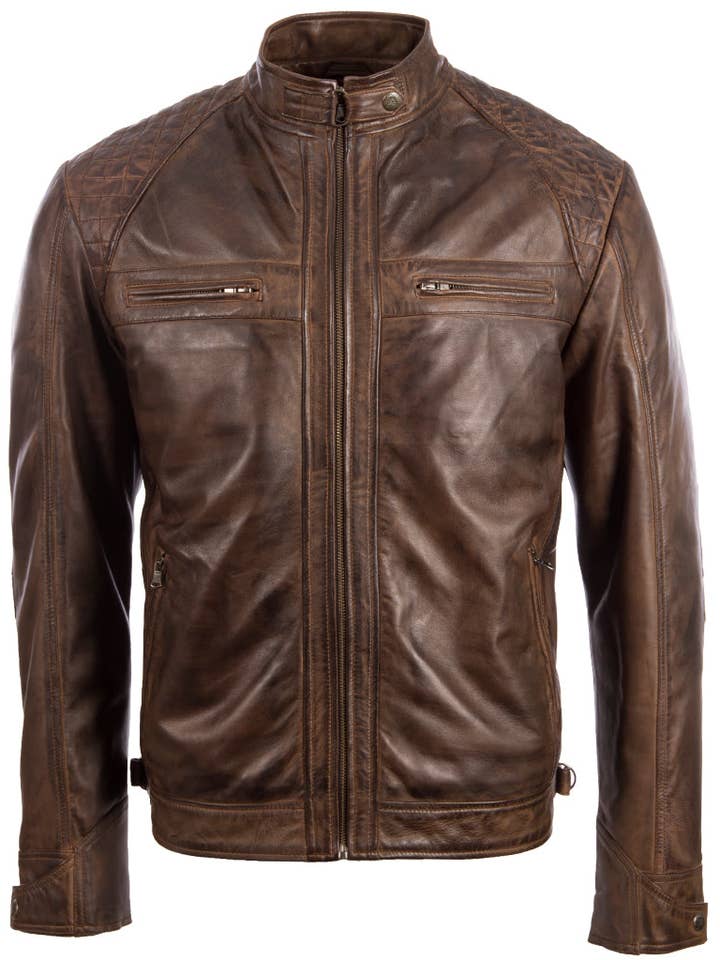 Chaqueta motera 44T9 para hombre - Nevada Brown para venta al por mayor de Aviatrix