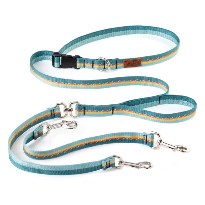 Multiple Dog Coupler Leash, Belted, 1'' Width for wholesale by LUWELLO, LLC