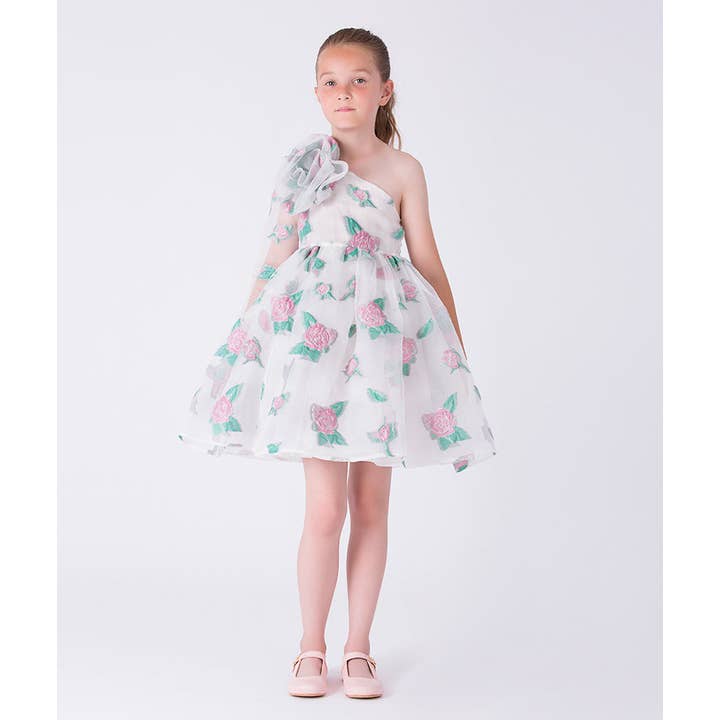 Shimmering Jacquard Flared Girls Dress for wholesale by Mama Luma
