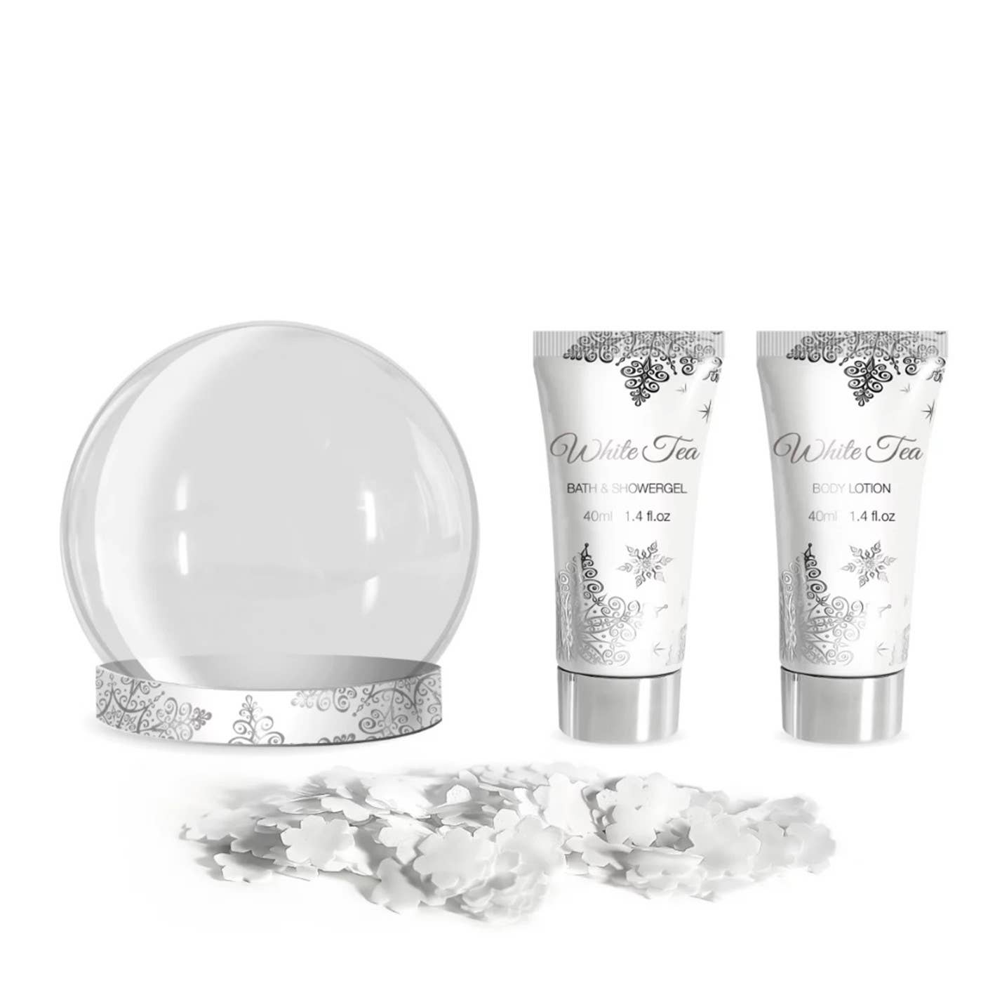 IngrossoBeauty by INCI Srl - Wholesale Bath & Body Set - Globe Gift Set with Silver Soap Petals1