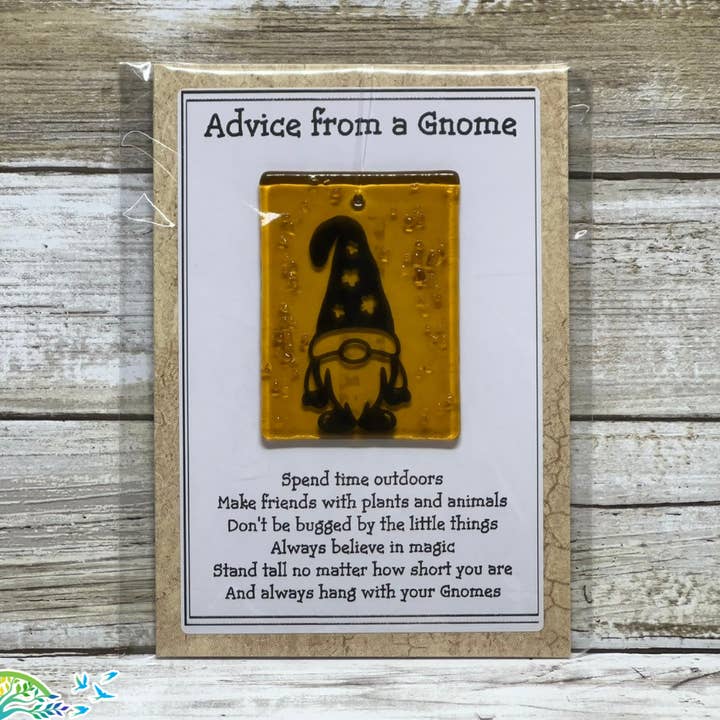 Advice from a Gnome with Removable Suncatcher     for wholesale by Glimmer Glass Gifts