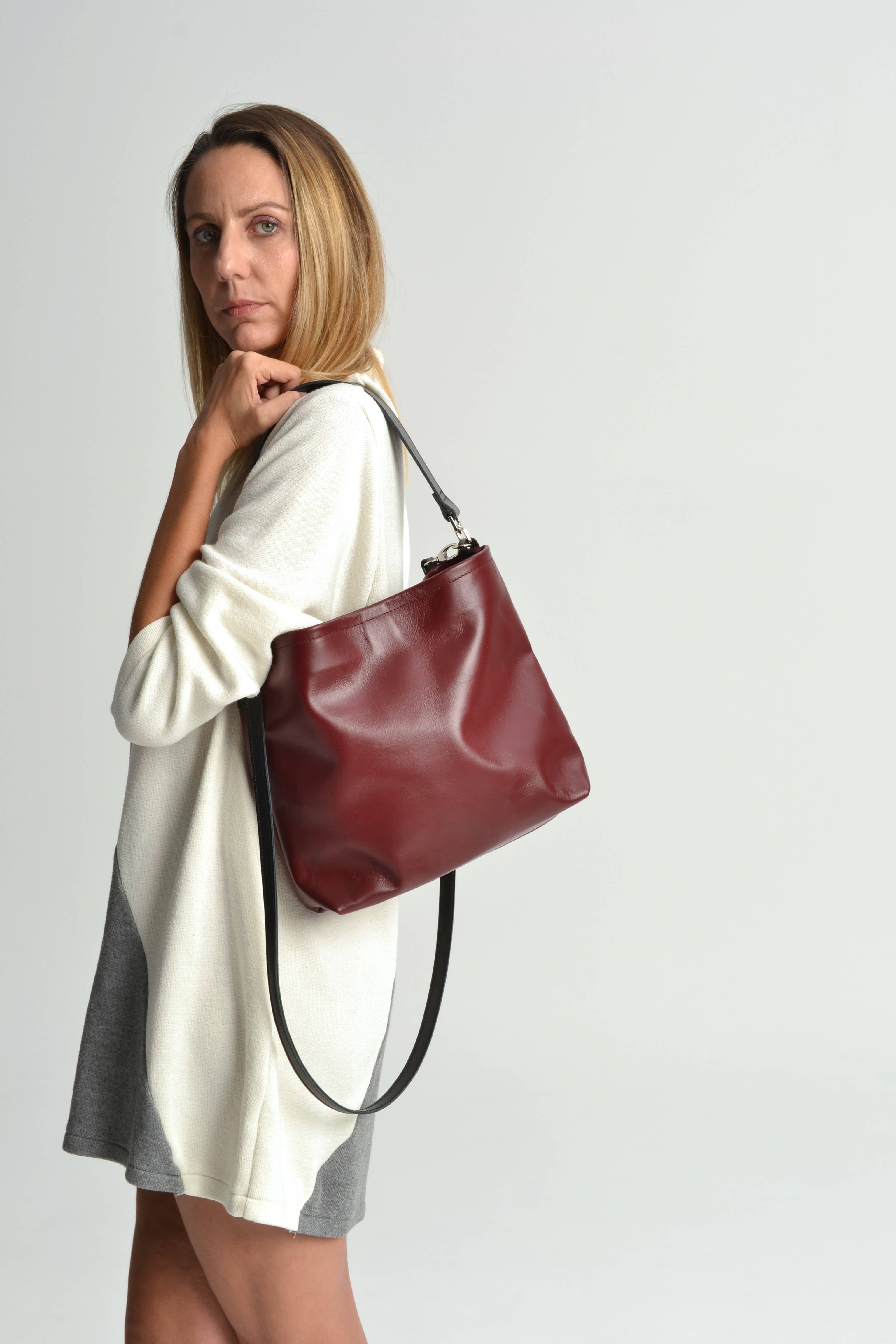 ANA KOUTSI - Wholesale Shoulder Bag - Women's - Dioni leather bag in bordeaux
