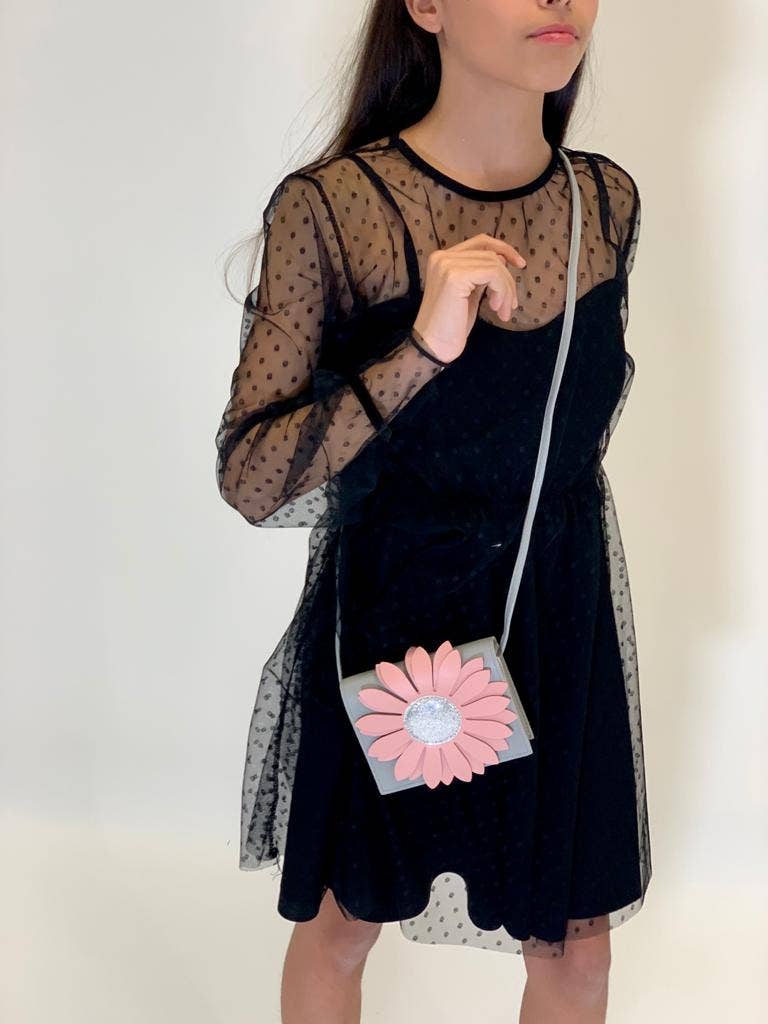 Yuko B - Wholesale Crossbody Bag - Kids - Children's shoulder bag - Flora Pink & Grey7