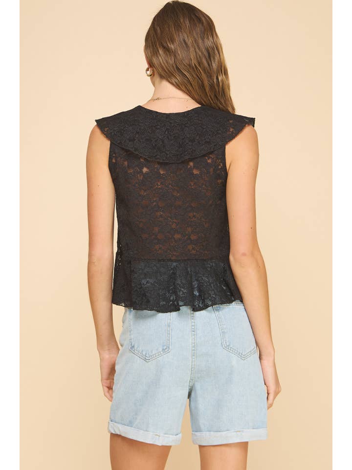 If She Loves - Wholesale Blouse - Women's - ISJ1405 Ruffled Lace Top Black10