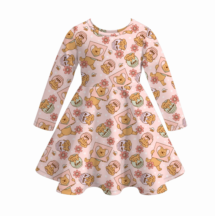 Auraquise - Wholesale Dress - Kids - 2026 Valentine's Day Spring Bow Heart Print Girls Twirl Dress1