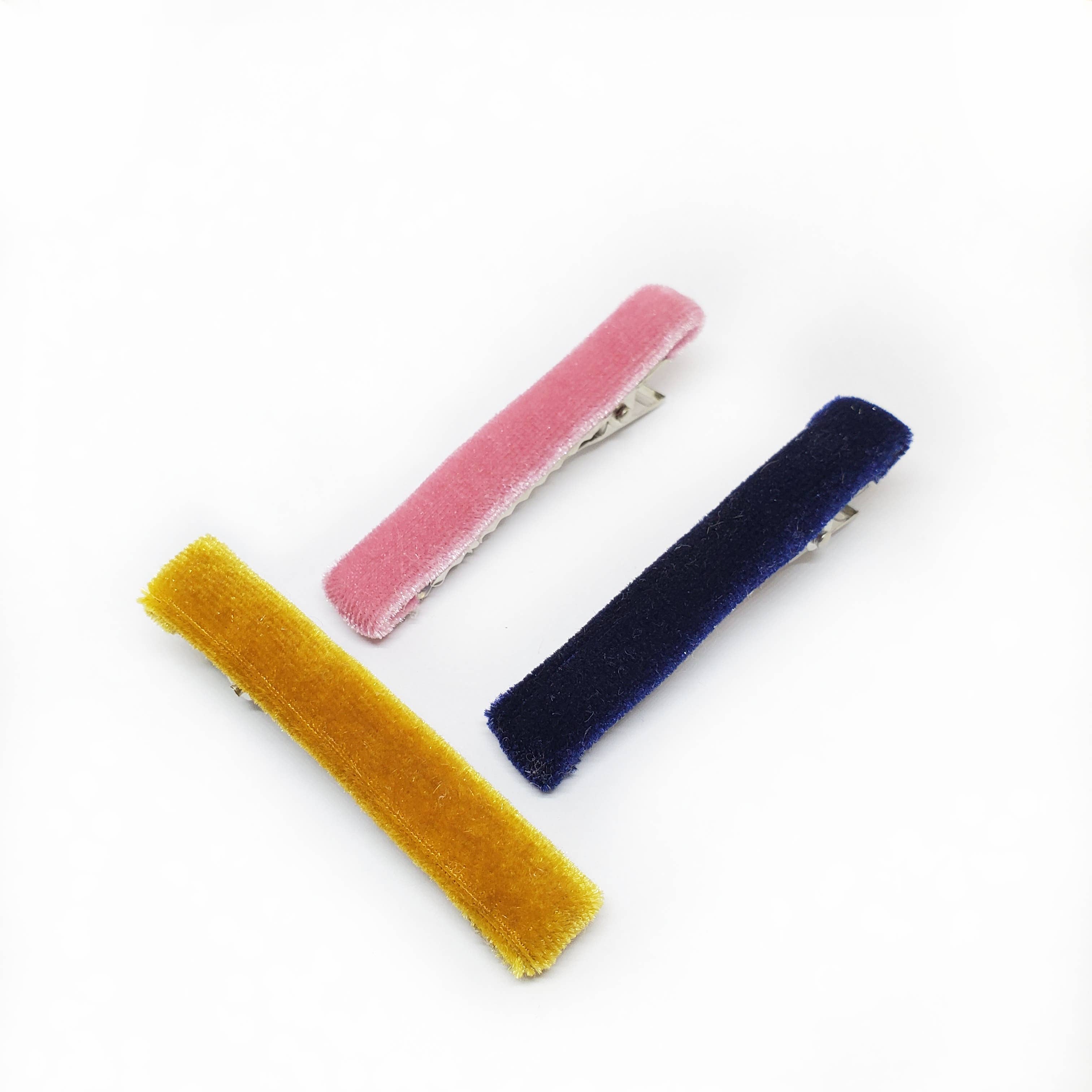 The Tiny Bow Shop - Wholesale Hair Clip - Kids - Navy, Pink and Mustard Fabric Clip Set1