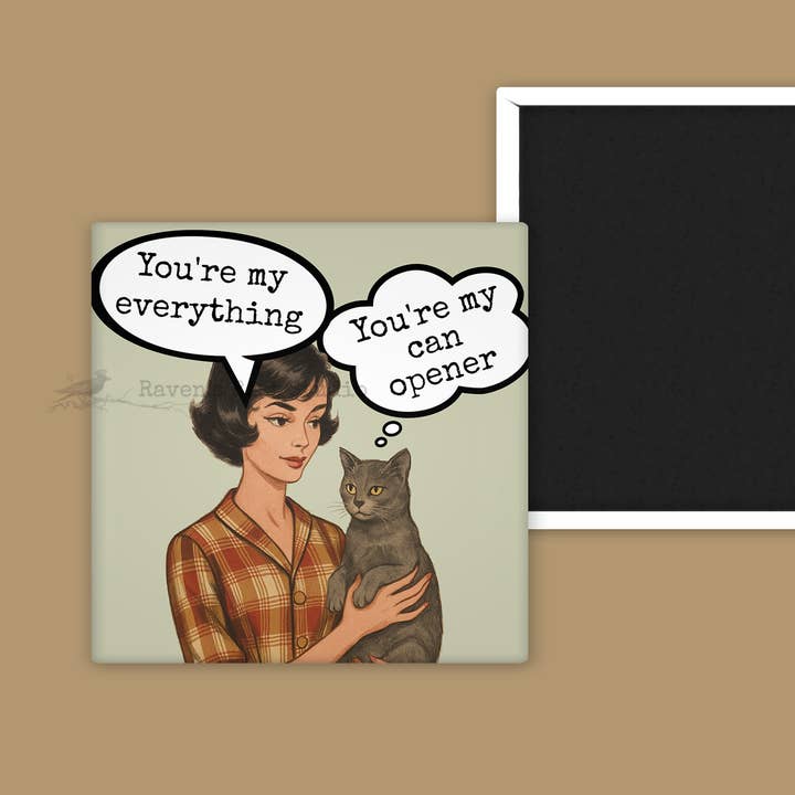 MAGNET. Lustig. Du bist mein Dosenöffner. Vintage Katze. für den Großhandel von Raven's Rest Studio