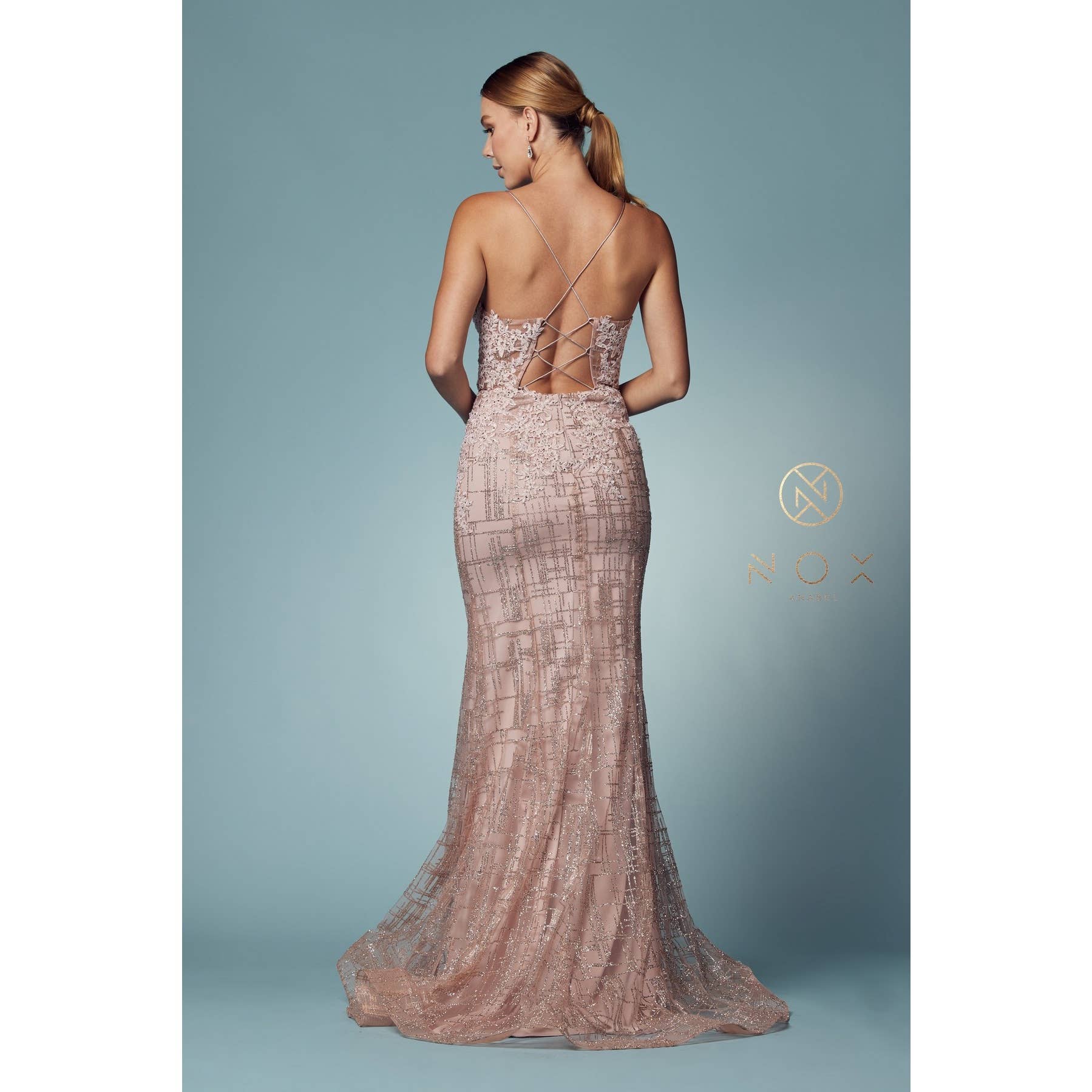 Noxanabel - Wholesale Formele jurk - Dames - Glamoureuze Glinsterende V-Hals Damesjurk R282-116