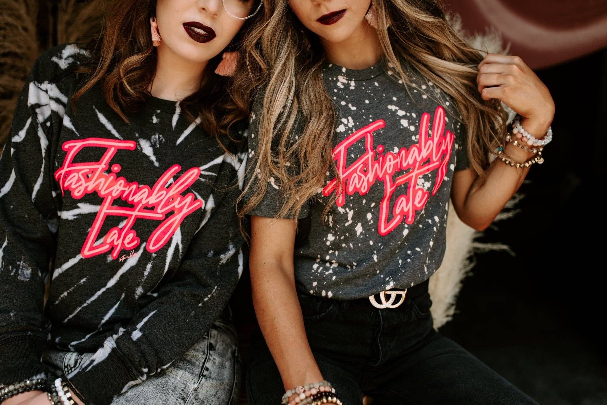 Southern Bliss Co. - Wholesale Screen Printed T-Shirt - Women's - Fashionably Late Bleached Tee5