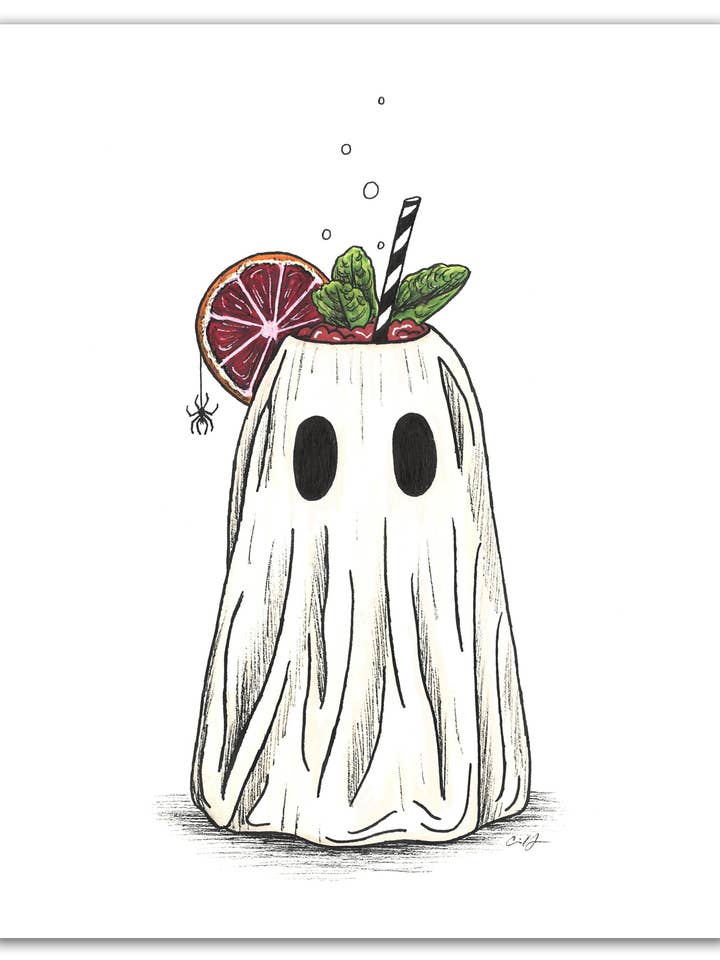 Impression artistique Hallowtiki Halloween Ghost Punch 5x7 ou 8x10 pour la vente par Carrie Anne Hudson Art