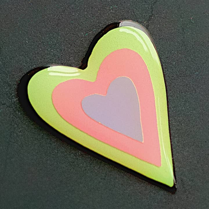 Psychedelic Heart Pin Brooch - Handmade to Order for wholesale by Naoi