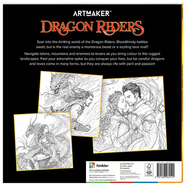 Hinkler - Wholesale Coloring Book - Adult - Art Maker Creative Colouring Dragon Riders