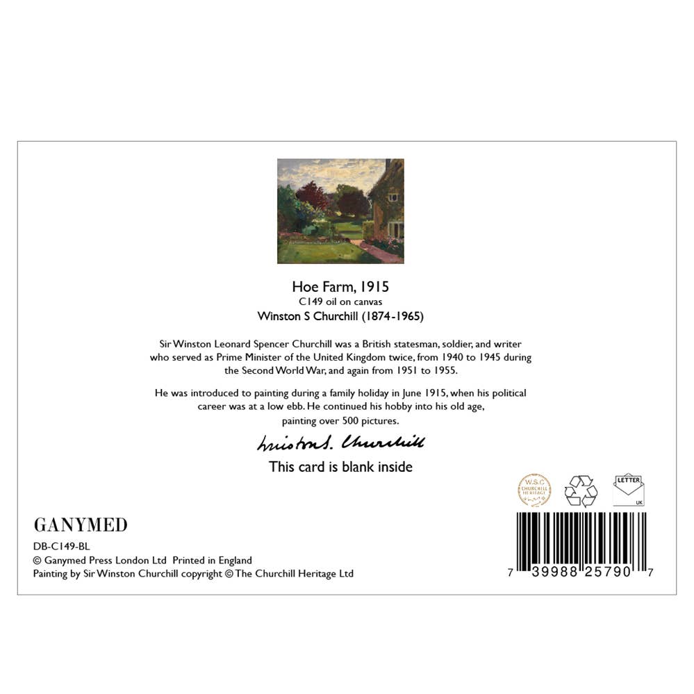 Ganymed Press - Wholesale Everyday Greeting Card - Hoe Farm, 1915 by Winston S Churchill - Blank Card1