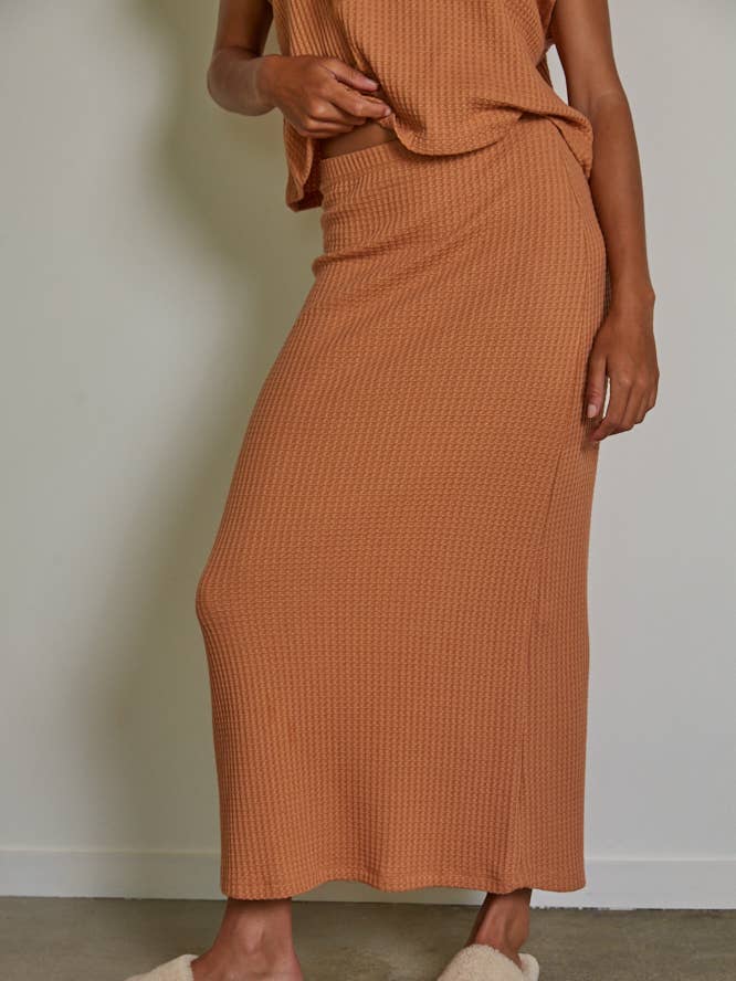 RJ3098 | Knit Cotton Polyester Thermal Midi Pencil Skirt for wholesale by By Together