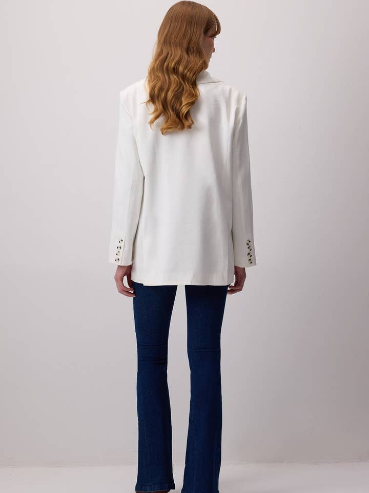 Ecru DOUBLE-SLIT MODAL JACKET for wholesale on Faire3