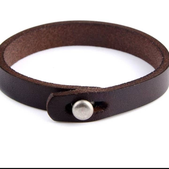 Leather Cuff Unisex adjustable bracelet, for wholesale by The Rustic Boho Chic