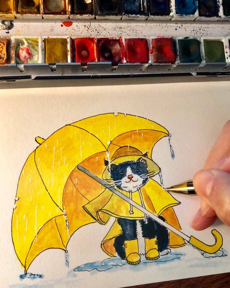 Liyana Studio – Engroshandel Tænker på dig kort – Regn eller Shine Cat - Tænker på dig Card5