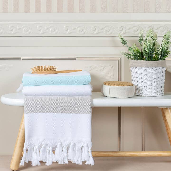 Mediterien Deep - Wholesale Bath Towel - Mediterranean Turkish Towel with Fringes (Peshtemal)