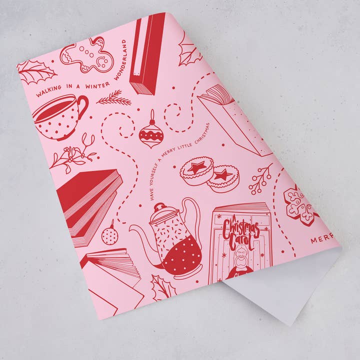 Bookishly (US Duties Paid) - Wholesale Flat Wrap - Bookish Christmas Gift Wrap 100 Sheets
