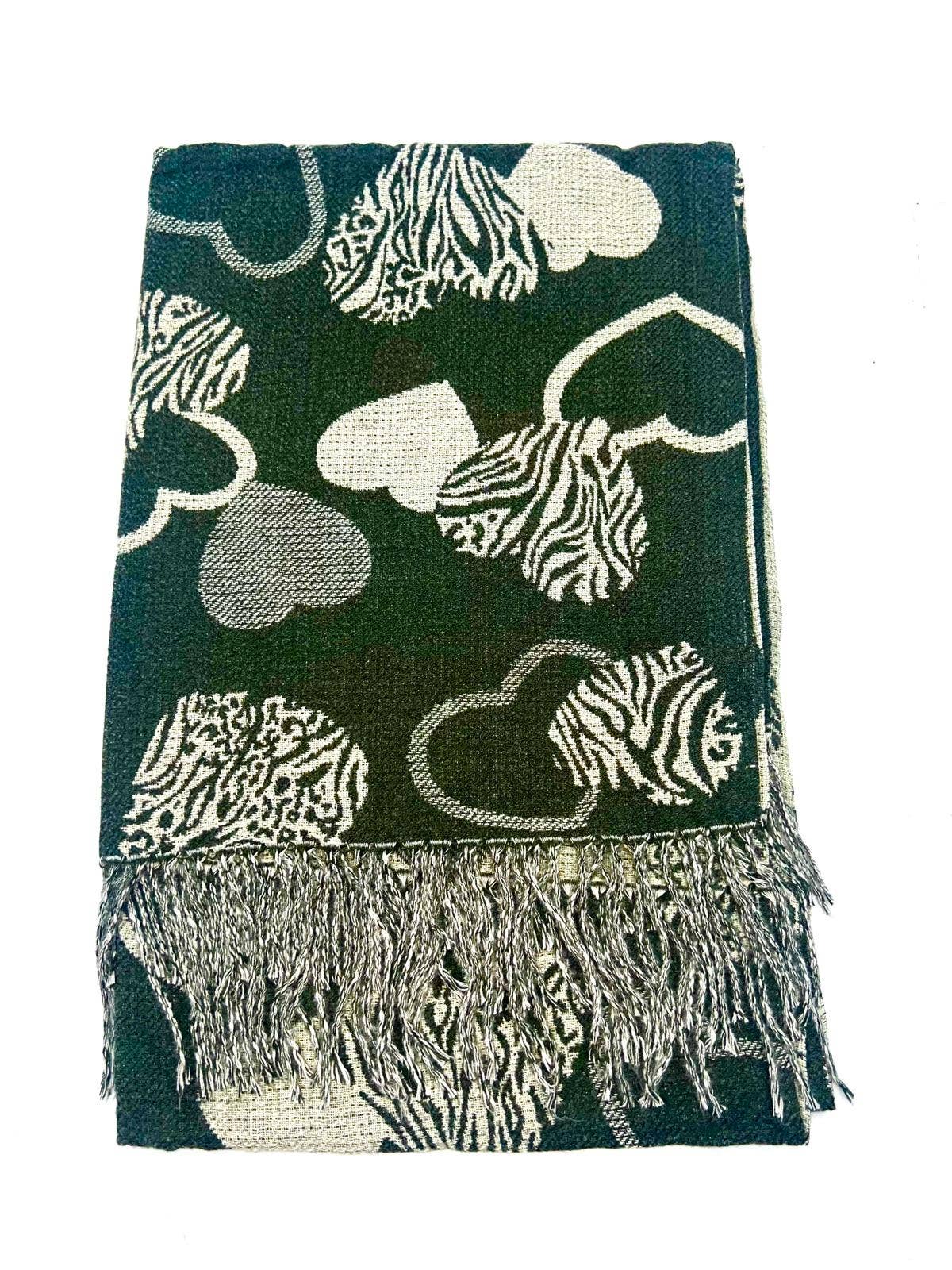 LINETA - Wholesale Scarf - Women's - HH-356 Reversible heart pattern scarf2