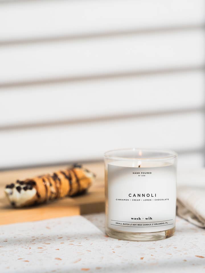 Cannoli Soy Wax Candle | Cinnamon | Chocolate - 1 Wick for wholesale by Wash and Wik