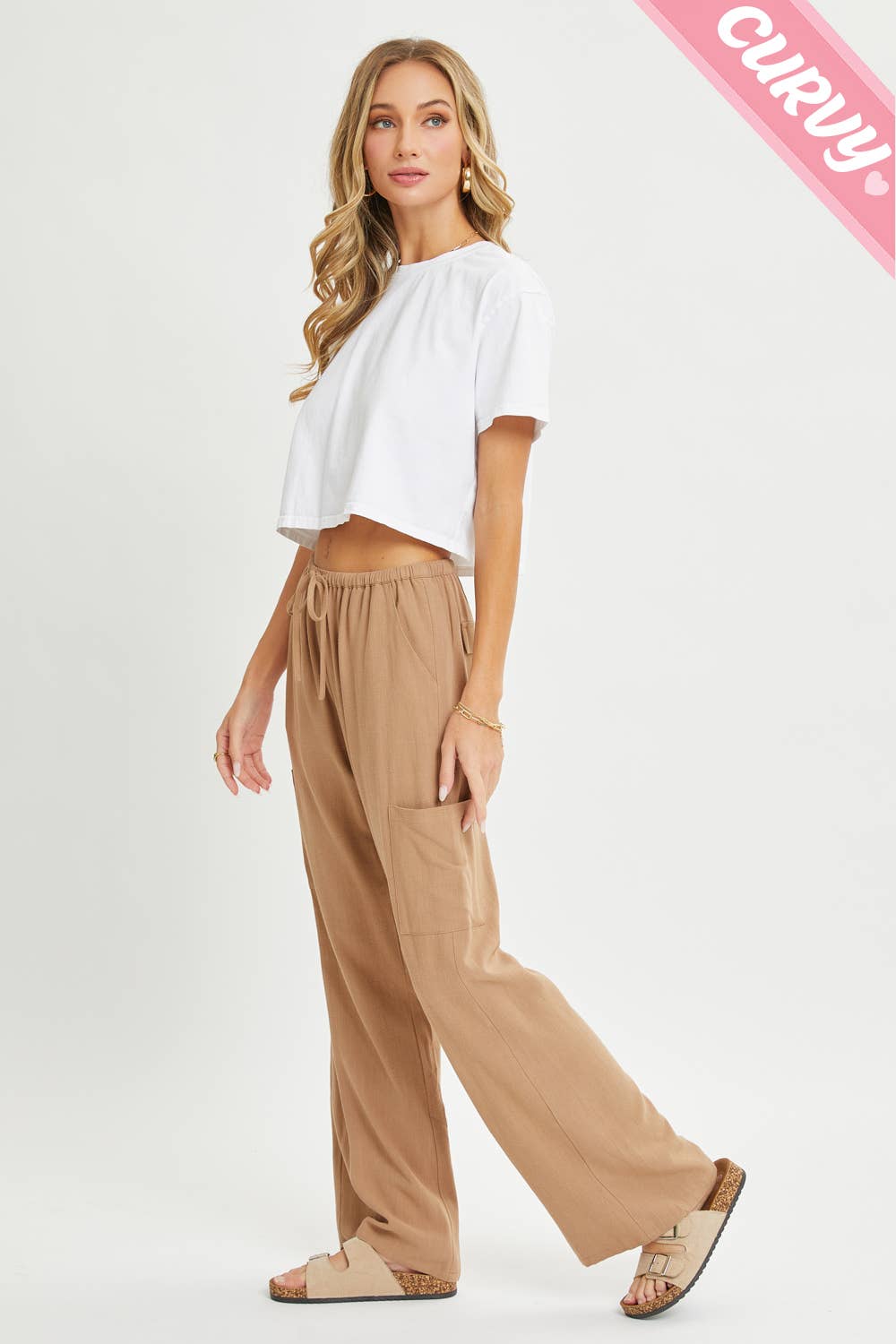 Sweet Lovely by Jen - Wholesale Pants - Women's - PLUS SIZE LINEN- BLEND PULL-ON-PANTS40