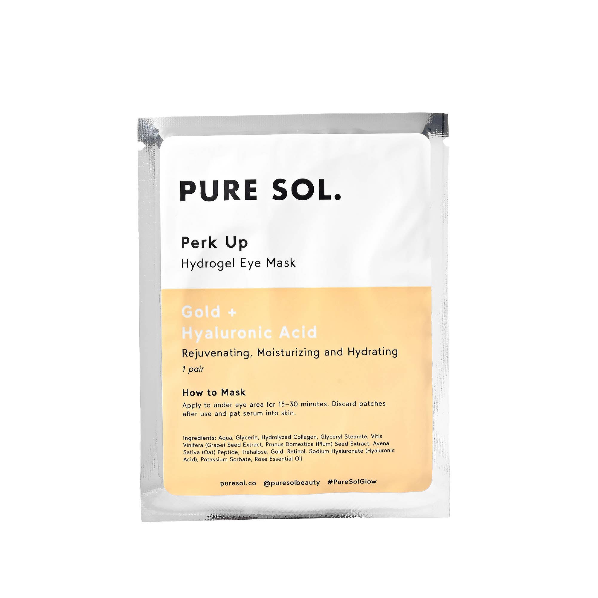 PURE SOL. - Vente Masques de traitement yeux - Masque pour les yeux Perk Up Gold - Sachet individuel11