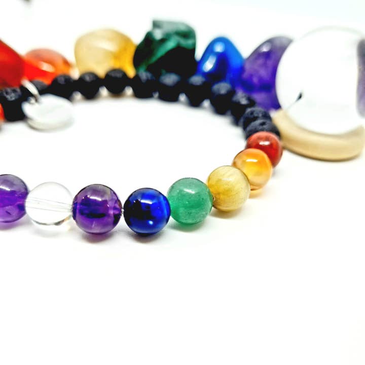 Double Chakra Pride Rainbow Bracelet for wholesale by Stone Tree Collection