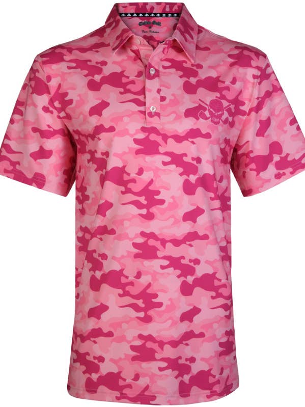 Camo Cool-Stretch golfshirt voor heren (roze) voor wholesale door Tattoo Golf Clothing