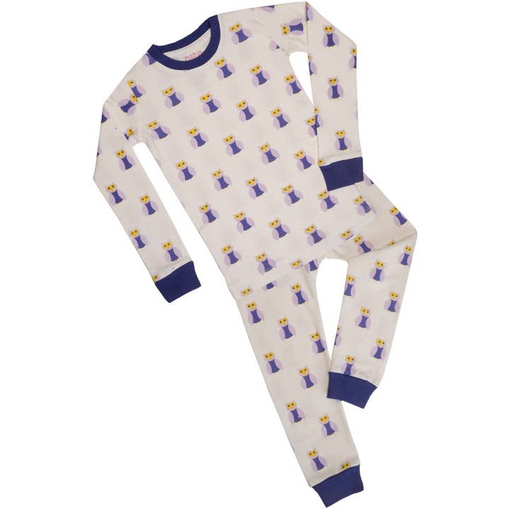 Pijama orgánico con estampado de búho morado para venta al por mayor de Naaya By Moonlight