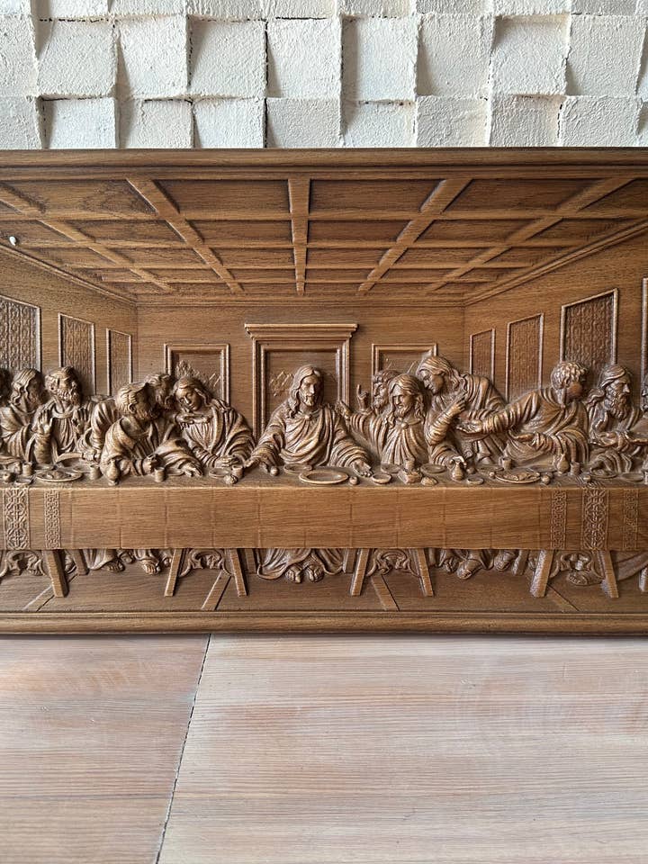Cadeau personnalisé fait main en bois mural de La Cène pour la vente par KozakWorkshop