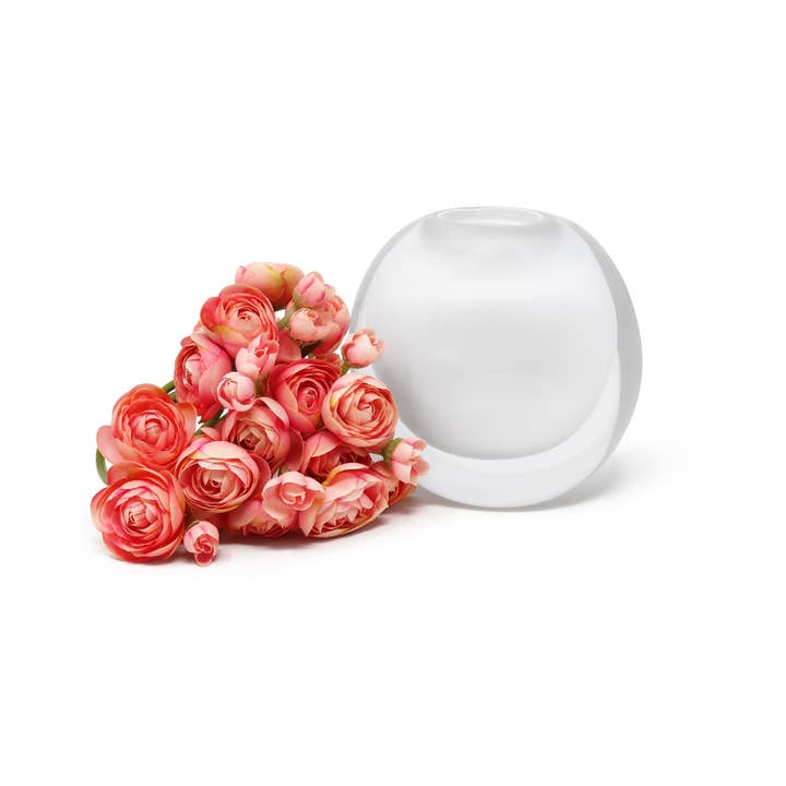 VIVIENCE - Vendita all'ingrosso Vasi - Vaso a doppia parete, in vetro intarsiato con fiori rosa