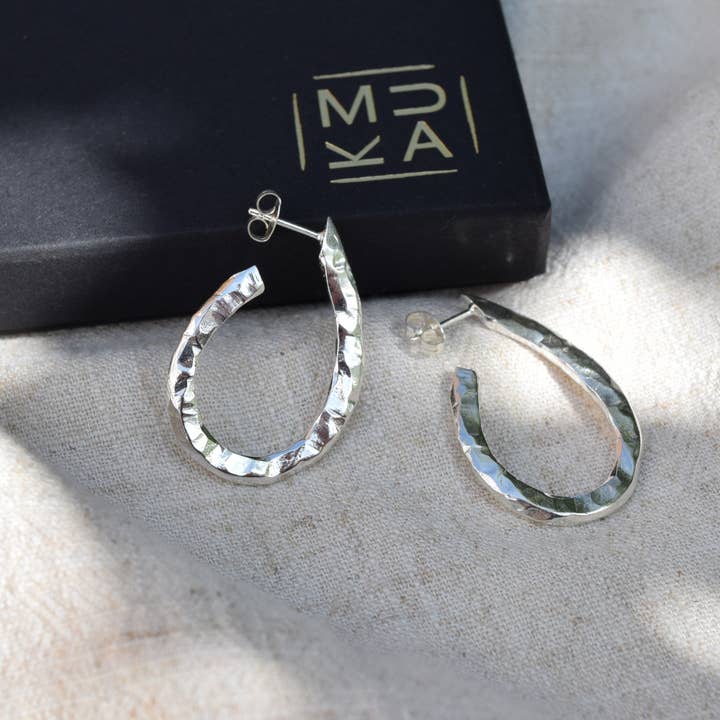 Carved Oval Hoop Earrings for wholesale by MUKA studio