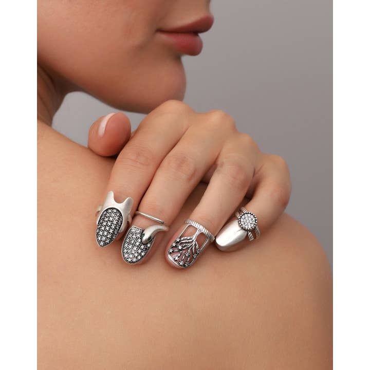AVENS - Wholesale Multi-Stone Ring - Special Unique Design Nail Ring Set