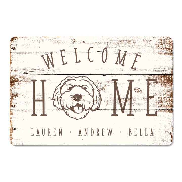 Personalized Doodle Welcome Metal Sign for wholesale by 4 Wooden Shoes