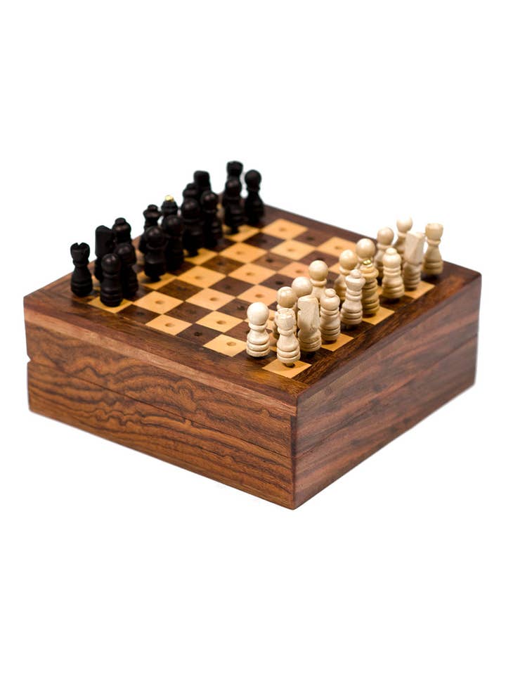 Travel Chess Game - Handcrafted Wood Pegs for wholesale by Matr Boomie Fair Trade