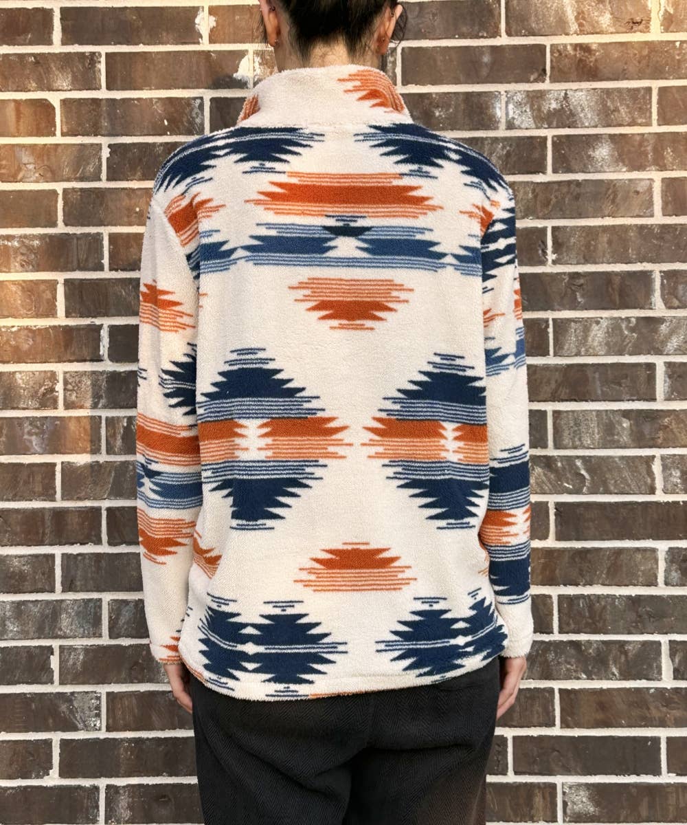 DESHENG ENTERPRISE - Wholesale Blouse - Women's - WESTERN TRIBAL SHERPA PULLOVER TOP BLOUSE    2