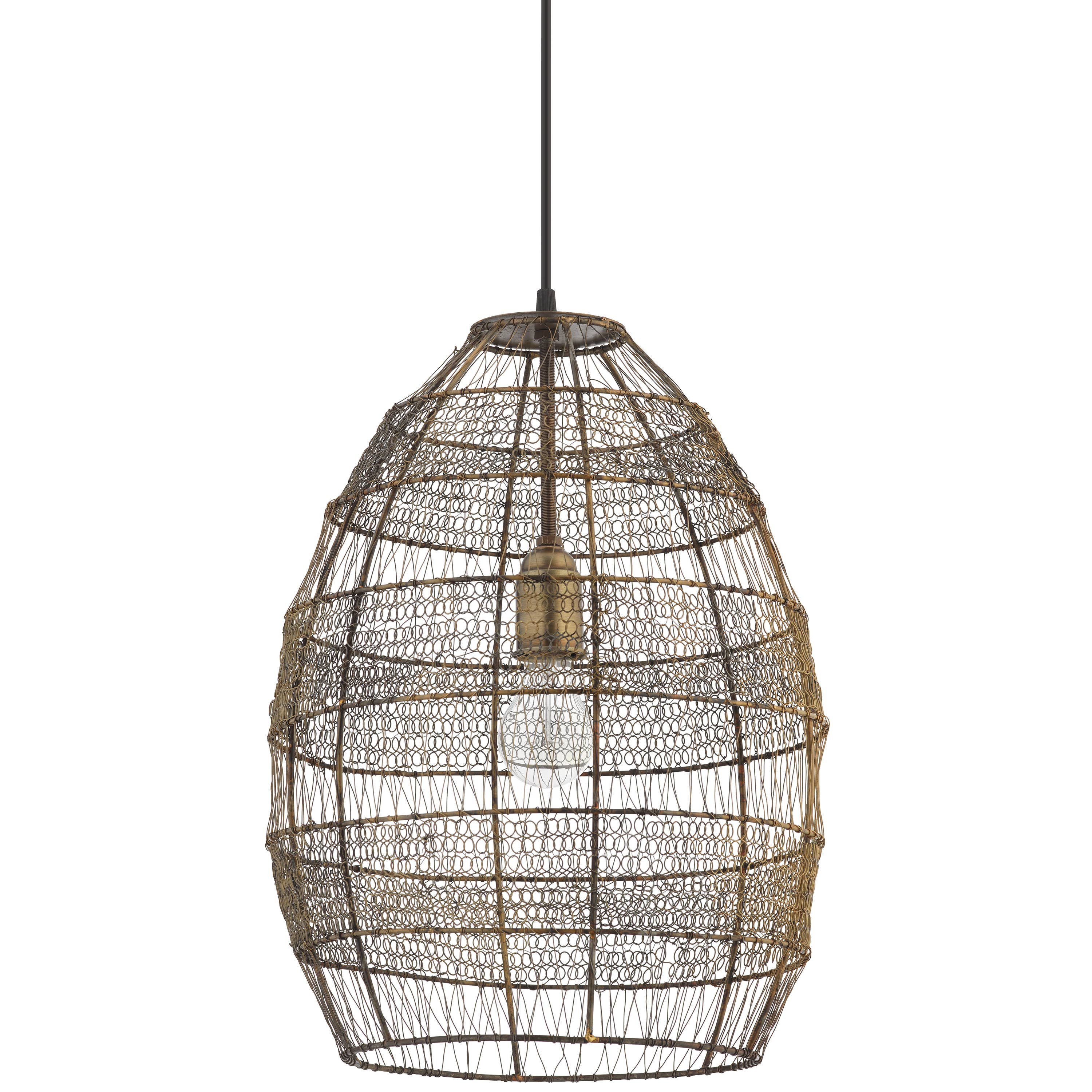 Bronze Lampe suspendue à 1 ampoule Avah Woven Modern Cage de 18,5 po de hauteur en vente sur Faire9