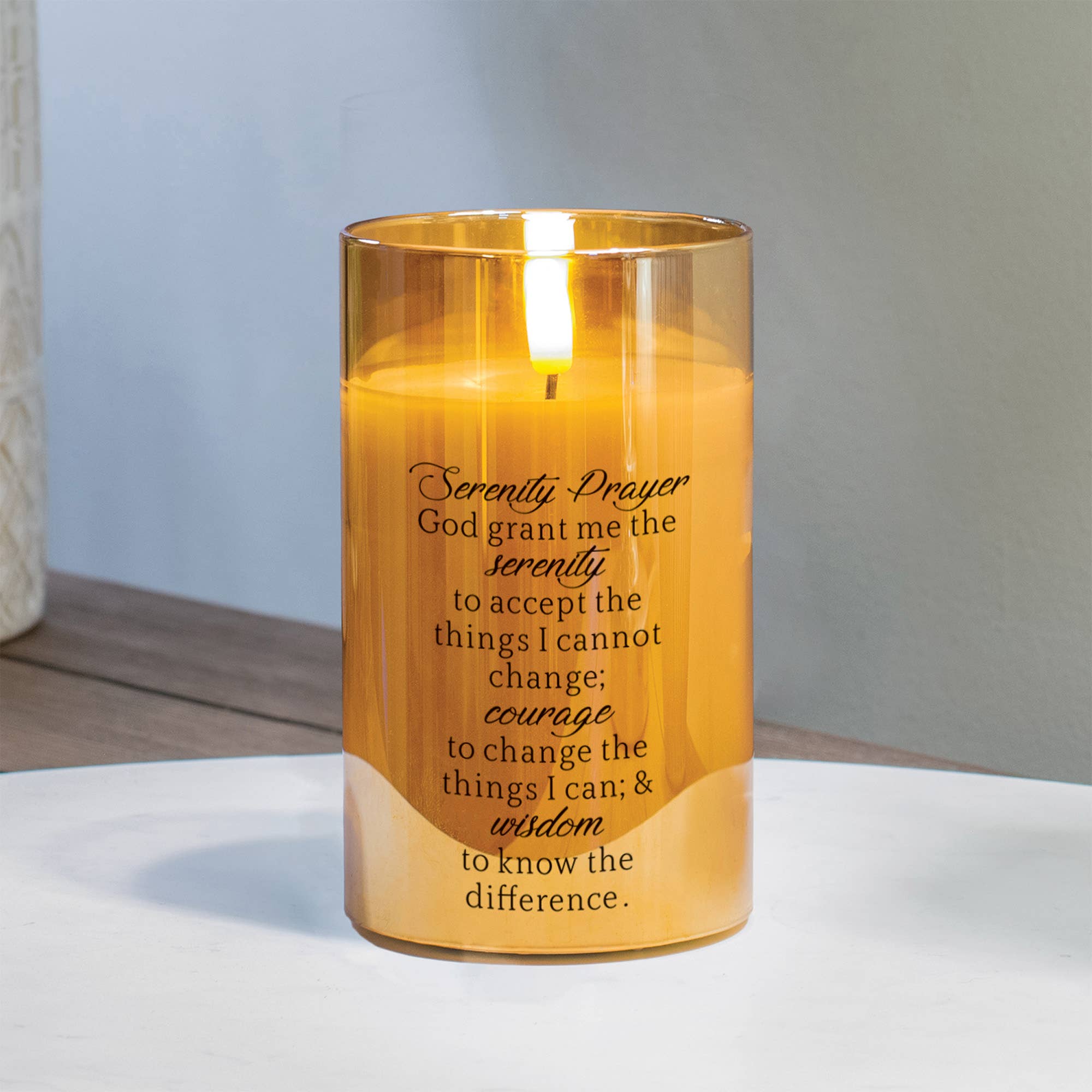 Cottage Garden - Wholesale Flameless Candle - LED Candle Serenity Prayer Gold 5in1