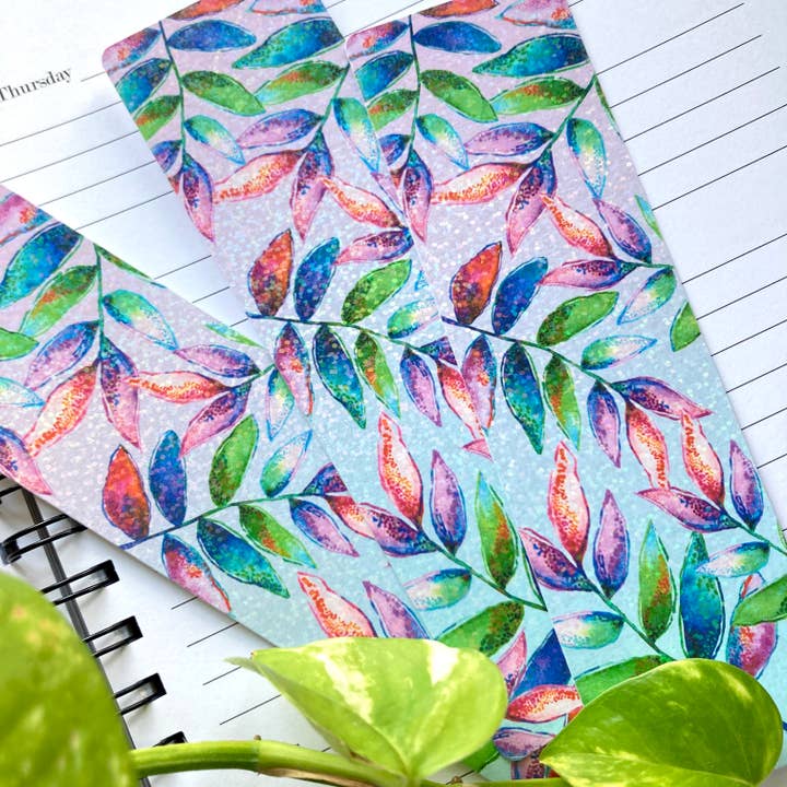 Watercolor Rainbow Leaves Bookmark for wholesale by stickersbyjodi