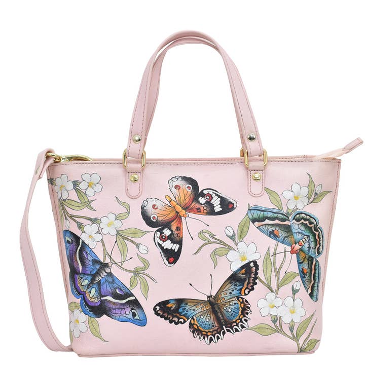Hand-Painted Leather Medium Tote - 693 for wholesale by Anuschka | Vanya Lara (USA)