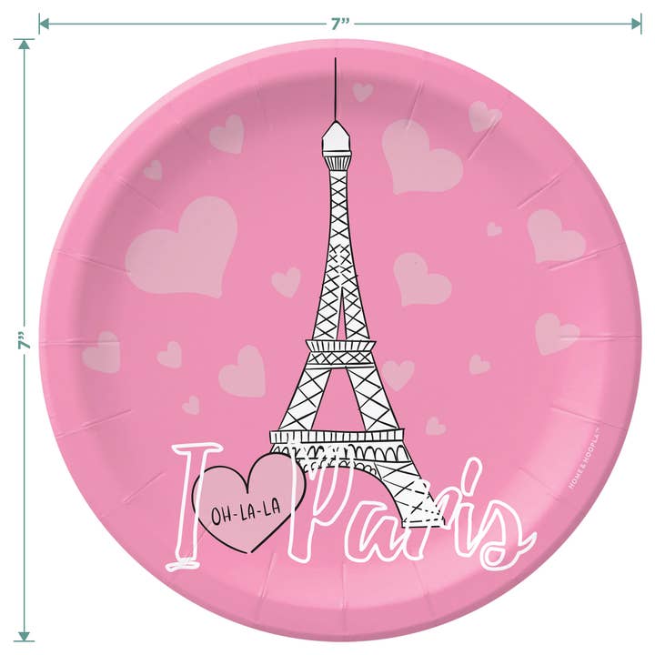 Home & Hoopla - Wholesale Disposable Plate - Paris Theme Party Dessert Plate (16ct)1