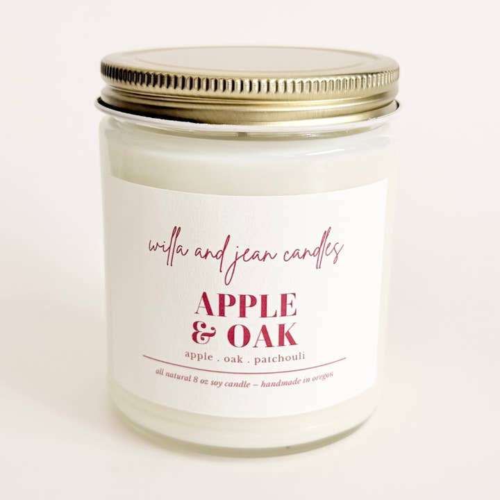 Mela & Quercia 8 oz per la vendita all'ingrosso da parte di Willa and Jean Candles